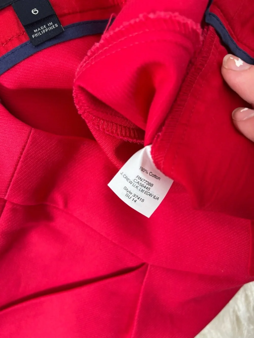 J.Crew Red The‎ Pencil Skirt 100% Cotton Size 6